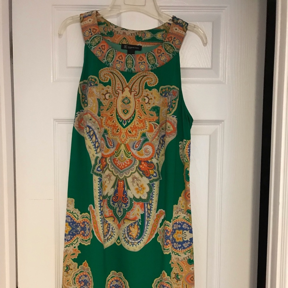 Sleeveless green printed Summer Dress